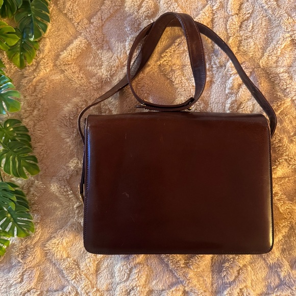 Vintage Lanvin Paris Brown Leather Flap Shoulder Bag | JL Logo | 80s 90s - Picture 4 of 15